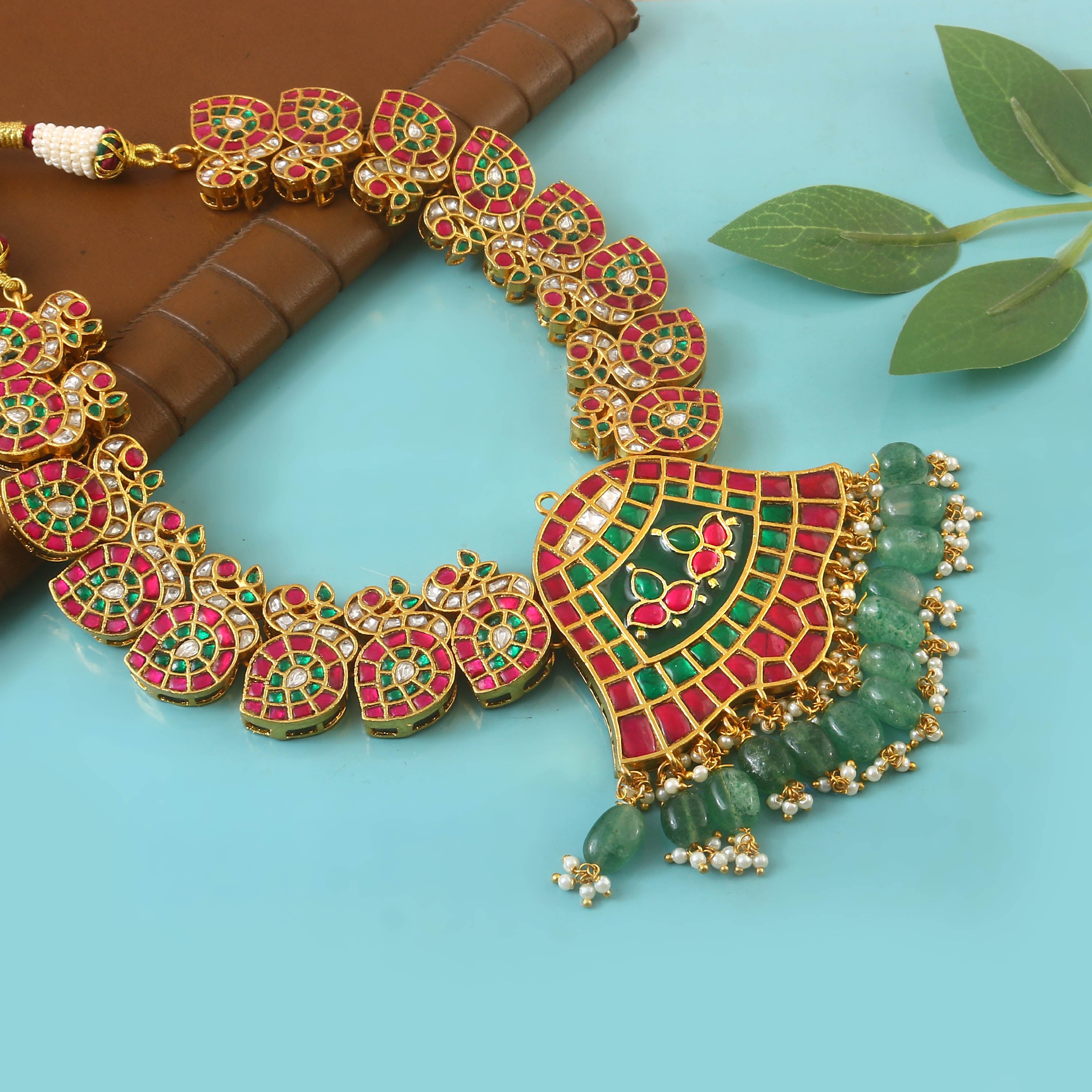 NK-225 - Jadau Kundan Necklace with Emerald NK-225 - Jadau Kundan Necklace with Emerald