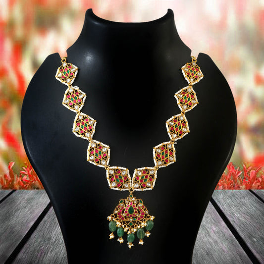 NK-227 - Jadau Kundan Necklace with Emerald