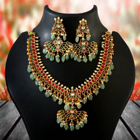 NK-232 - Jadau Kundan Necklace with Emerald