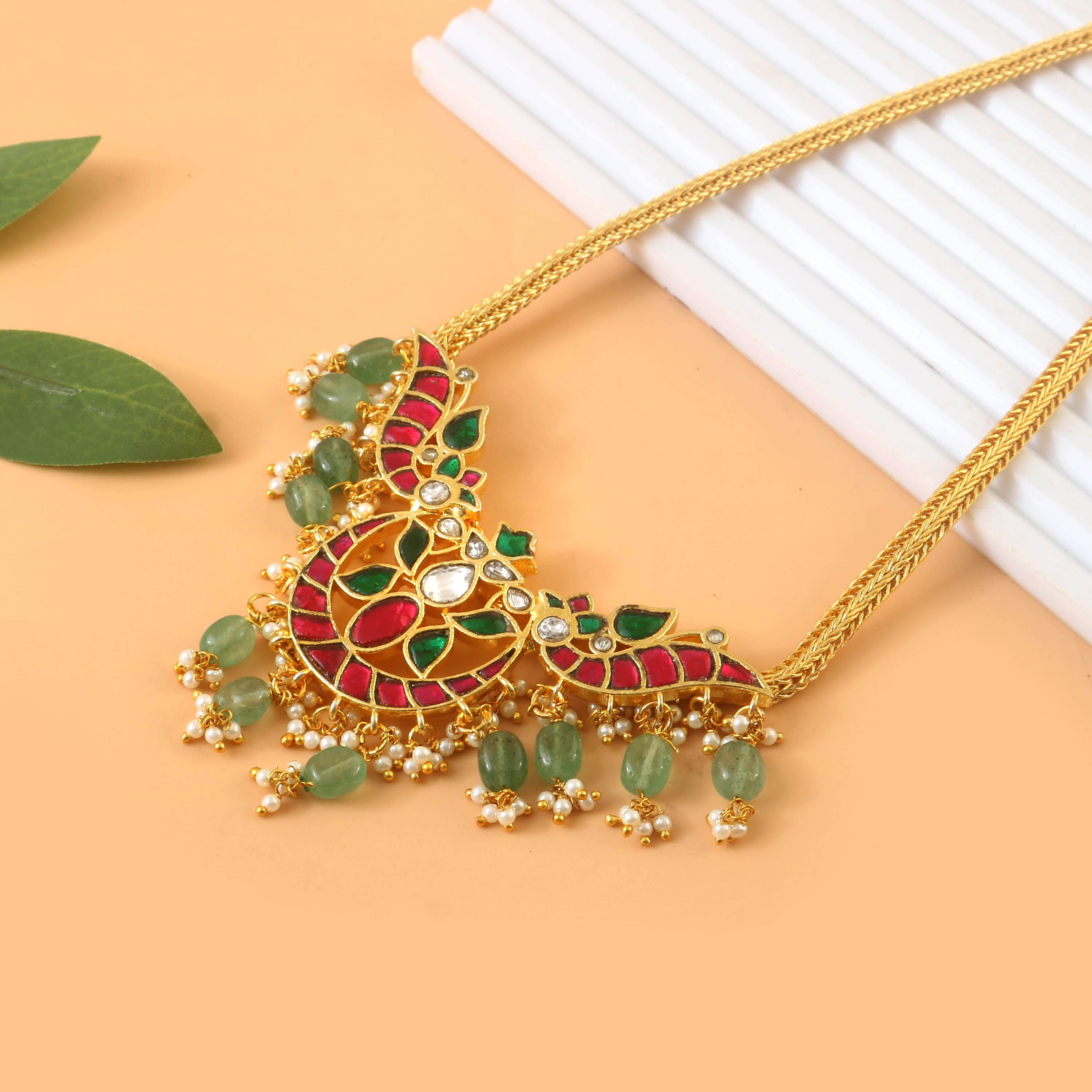 NK-234 - Jadau Kundan Necklace with Emerald NK-234 - Jadau Kundan Necklace with Emerald