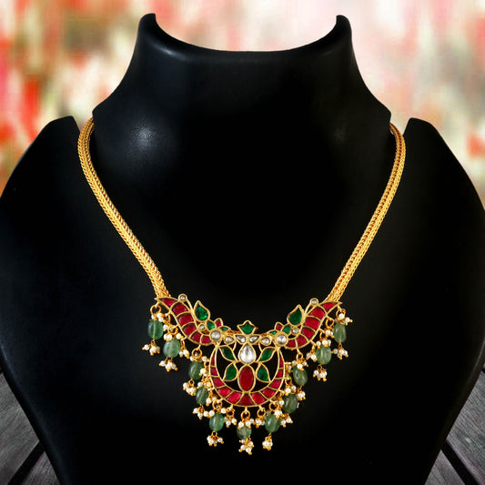 NK-234 - Jadau Kundan Necklace with Emerald