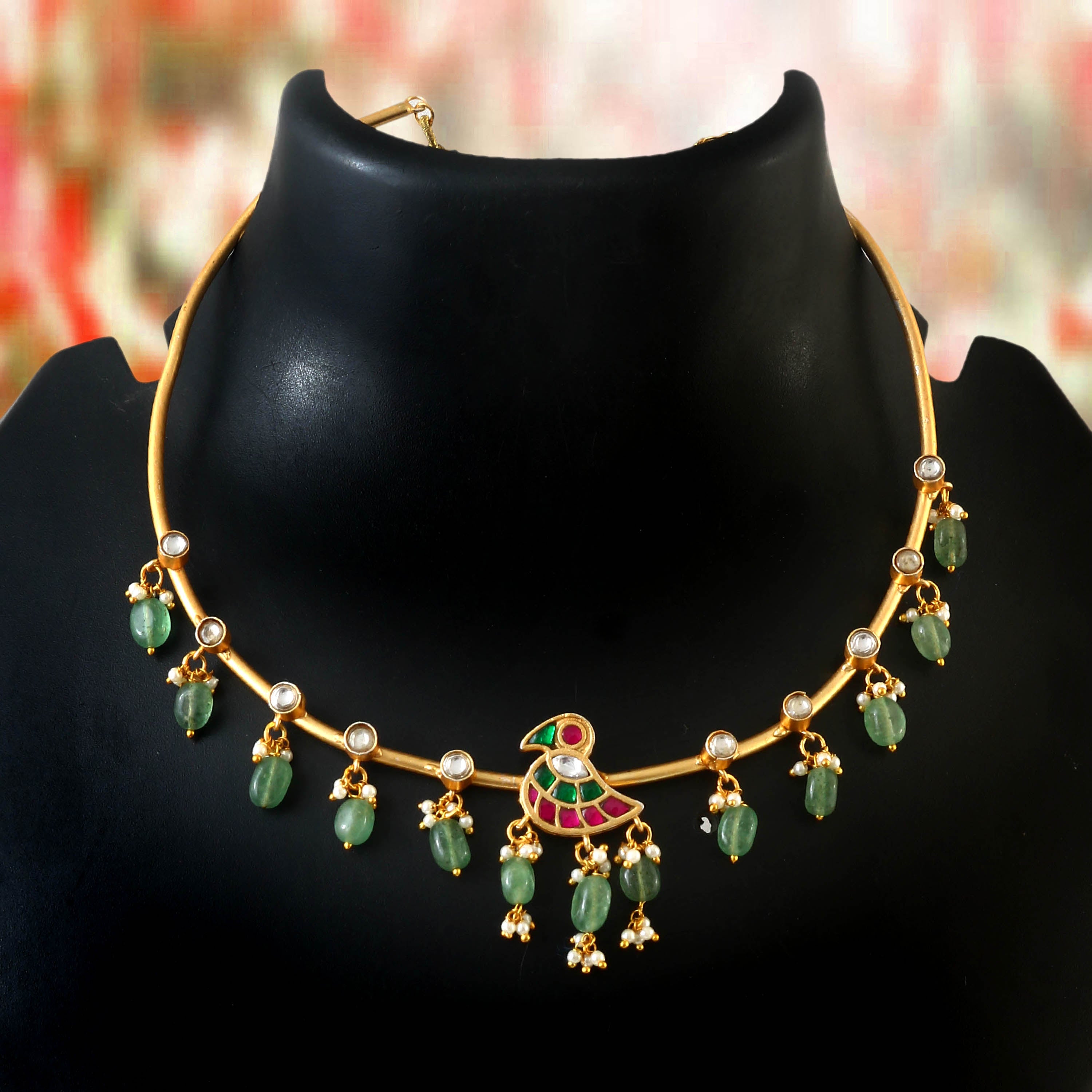NK-237 - Jadau Kundan Necklace with Emerald NK-237 - Jadau Kundan Necklace with Emerald