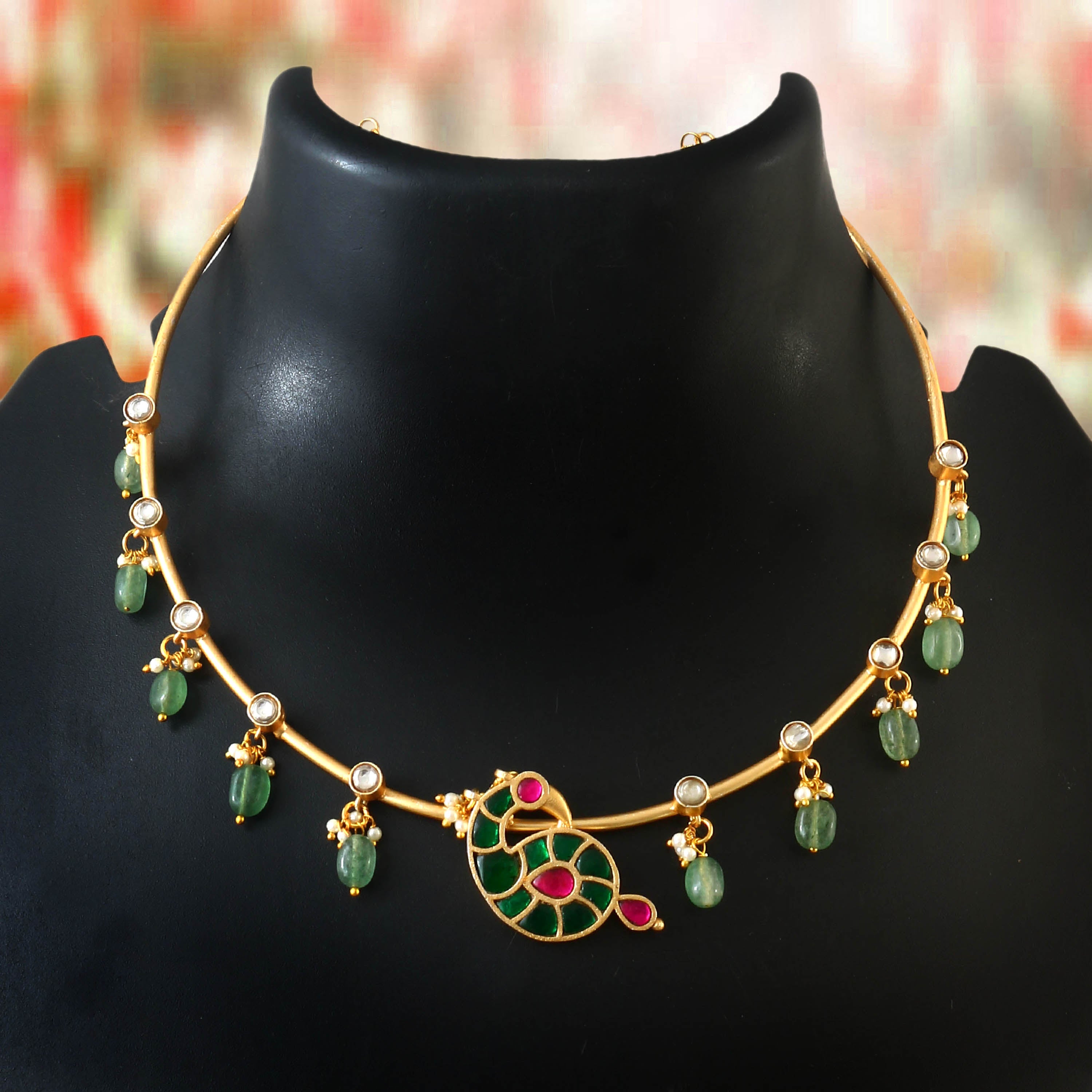NK-238 - Jadau Kundan Necklace with Emerald NK-238 - Jadau Kundan Necklace with Emerald