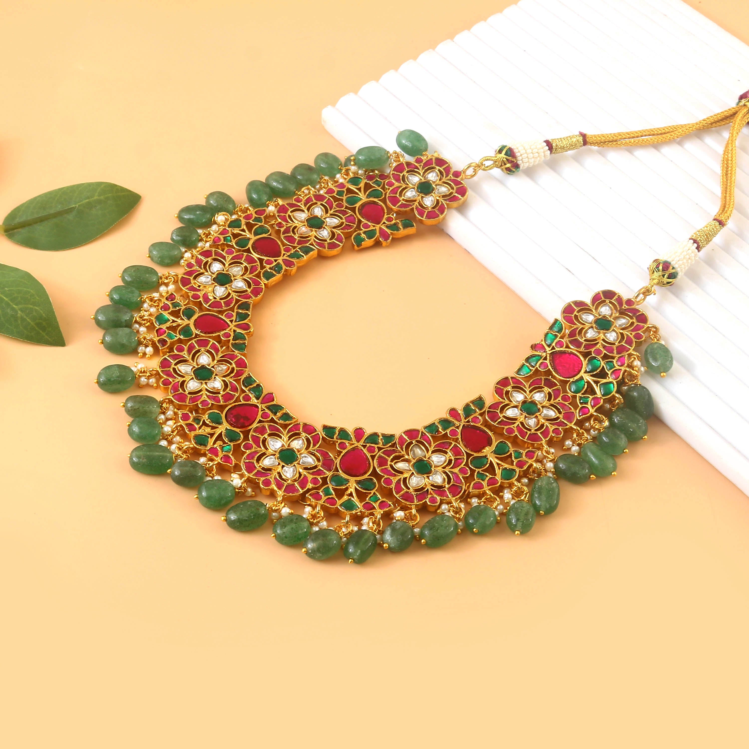 NK-239 - Jadau Kundan Necklace with Emerald NK-239 - Jadau Kundan Necklace with Emerald