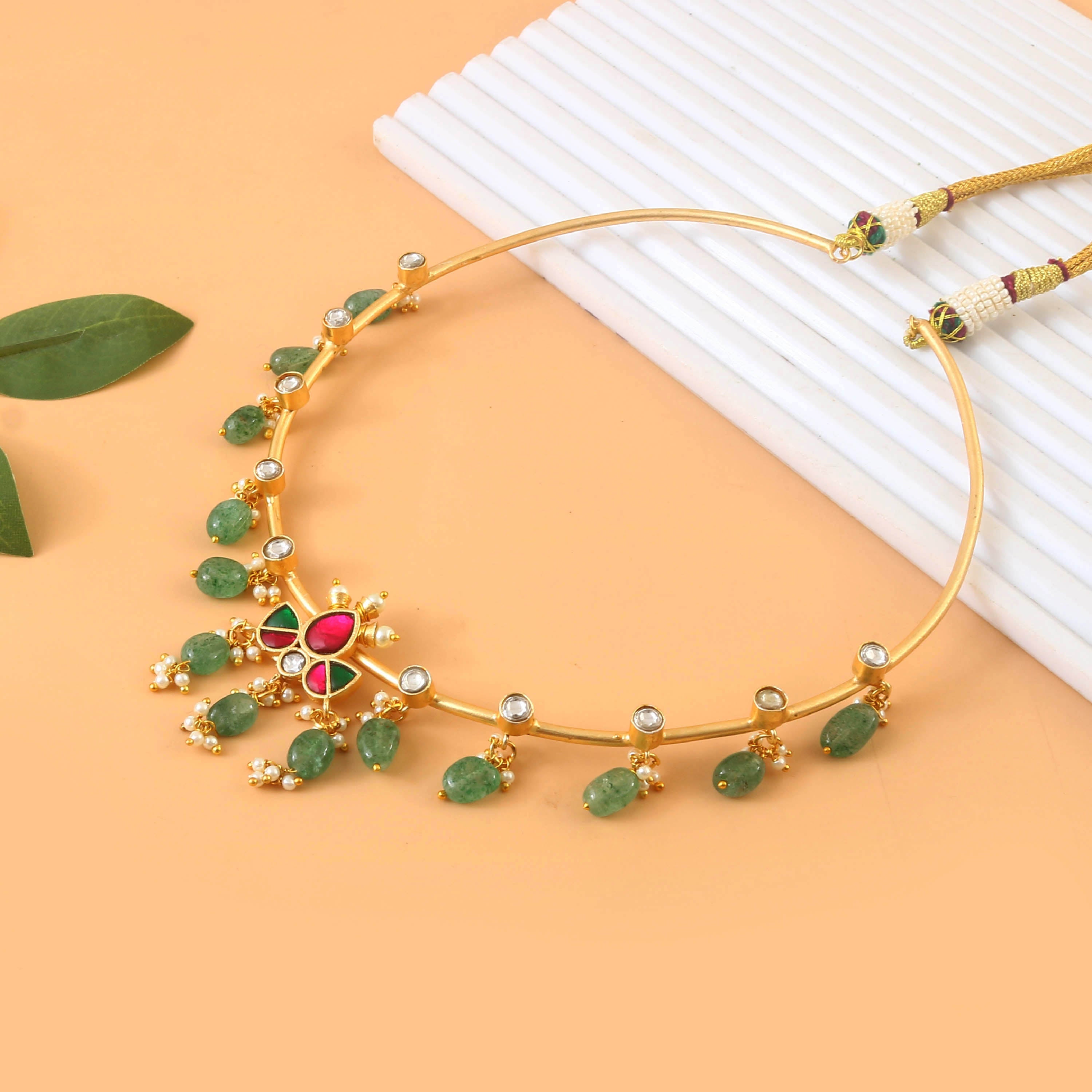 NK-240 - Jadau Kundan Necklace with Emerald NK-240 - Jadau Kundan Necklace with Emerald