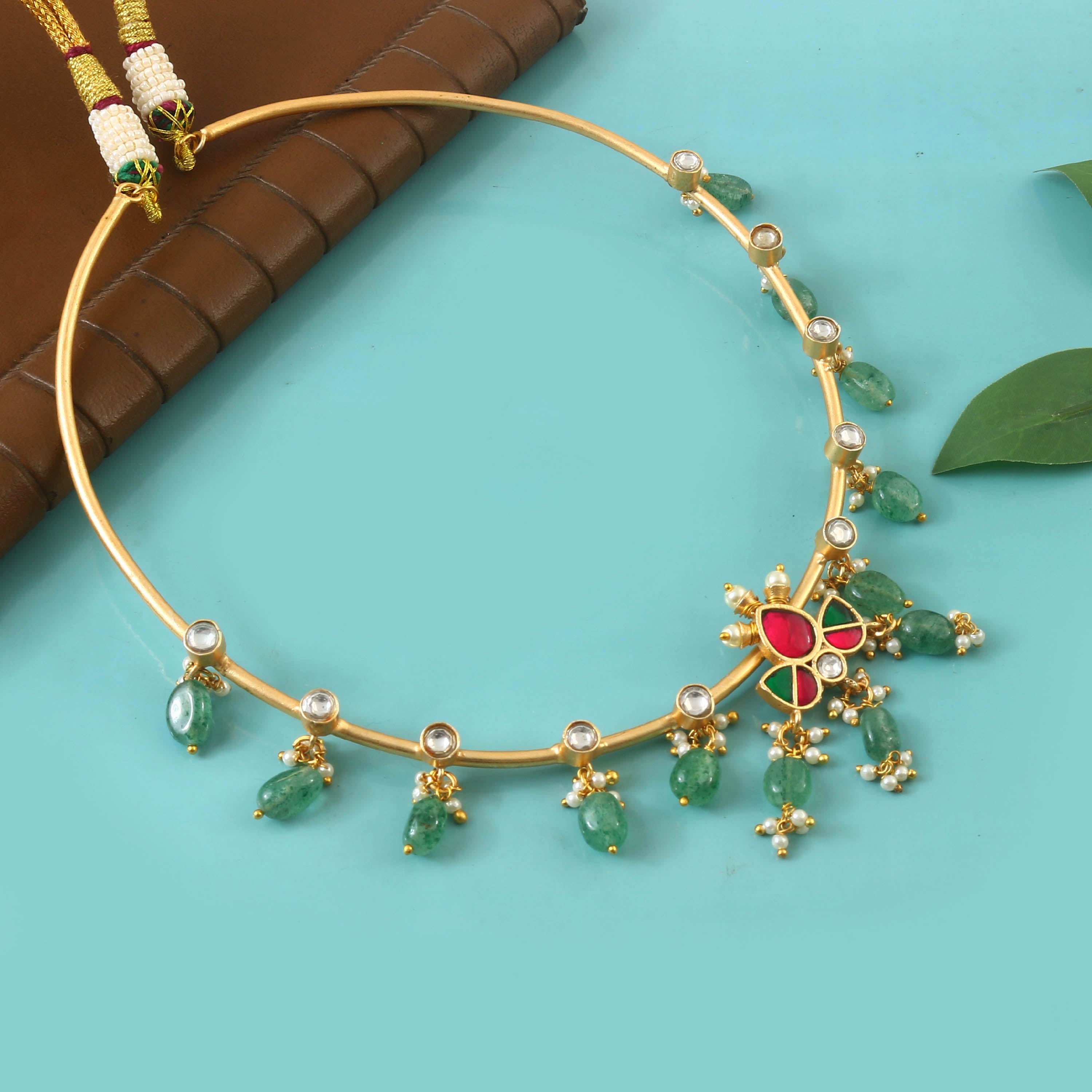 NK-240 - Jadau Kundan Necklace with Emerald NK-240 - Jadau Kundan Necklace with Emerald