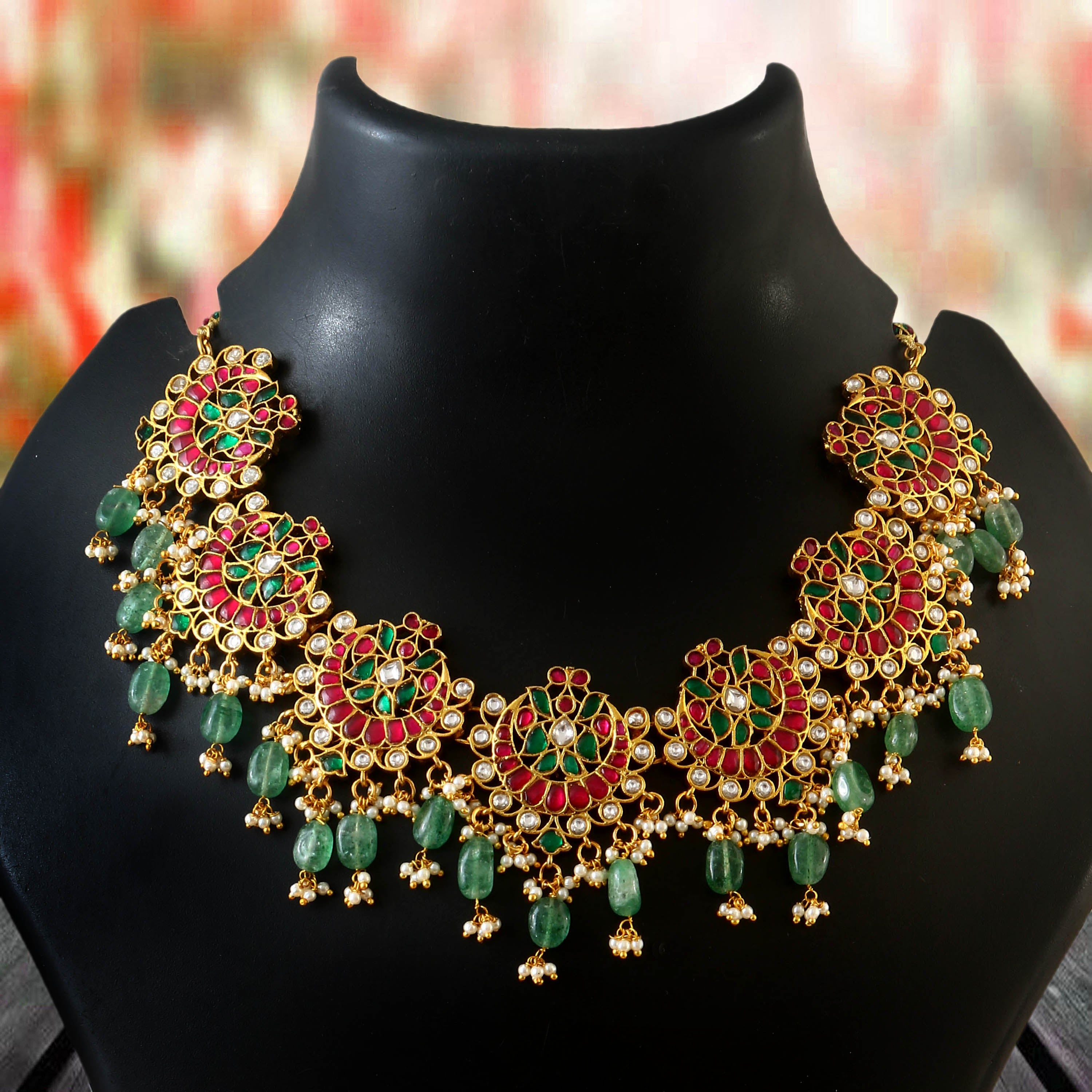 NK-242 - Jadau Kundan Necklace with Emerald NK-242 - Jadau Kundan Necklace with Emerald