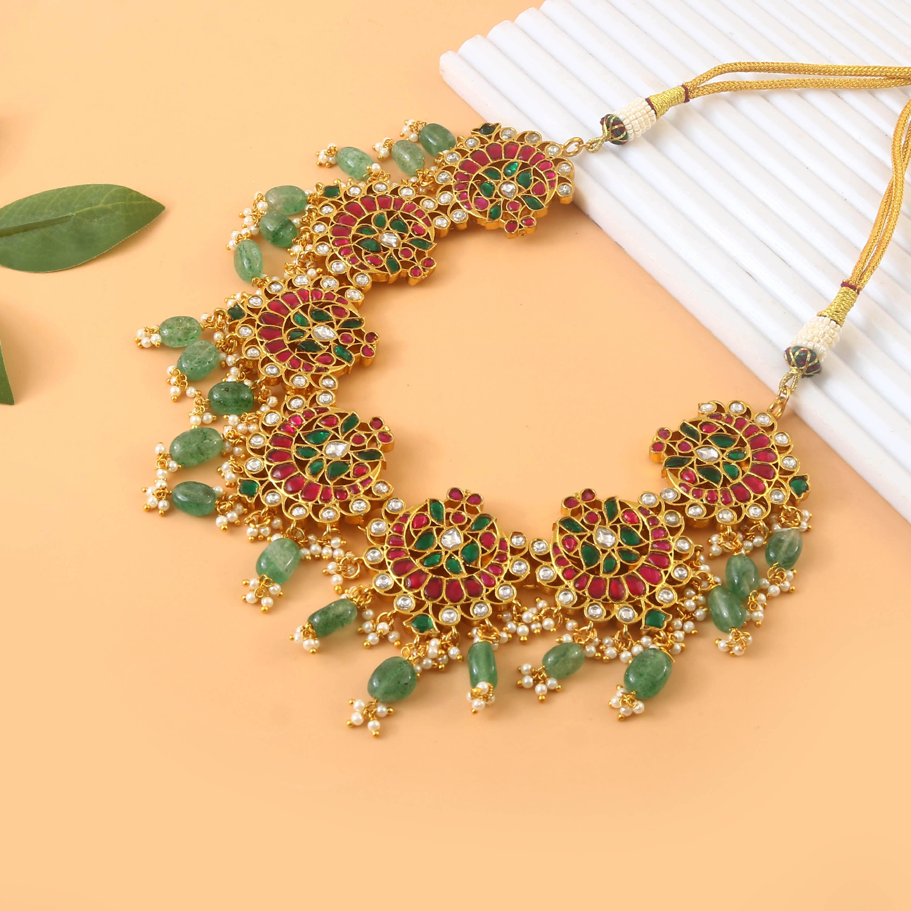 NK-242 - Jadau Kundan Necklace with Emerald NK-242 - Jadau Kundan Necklace with Emerald