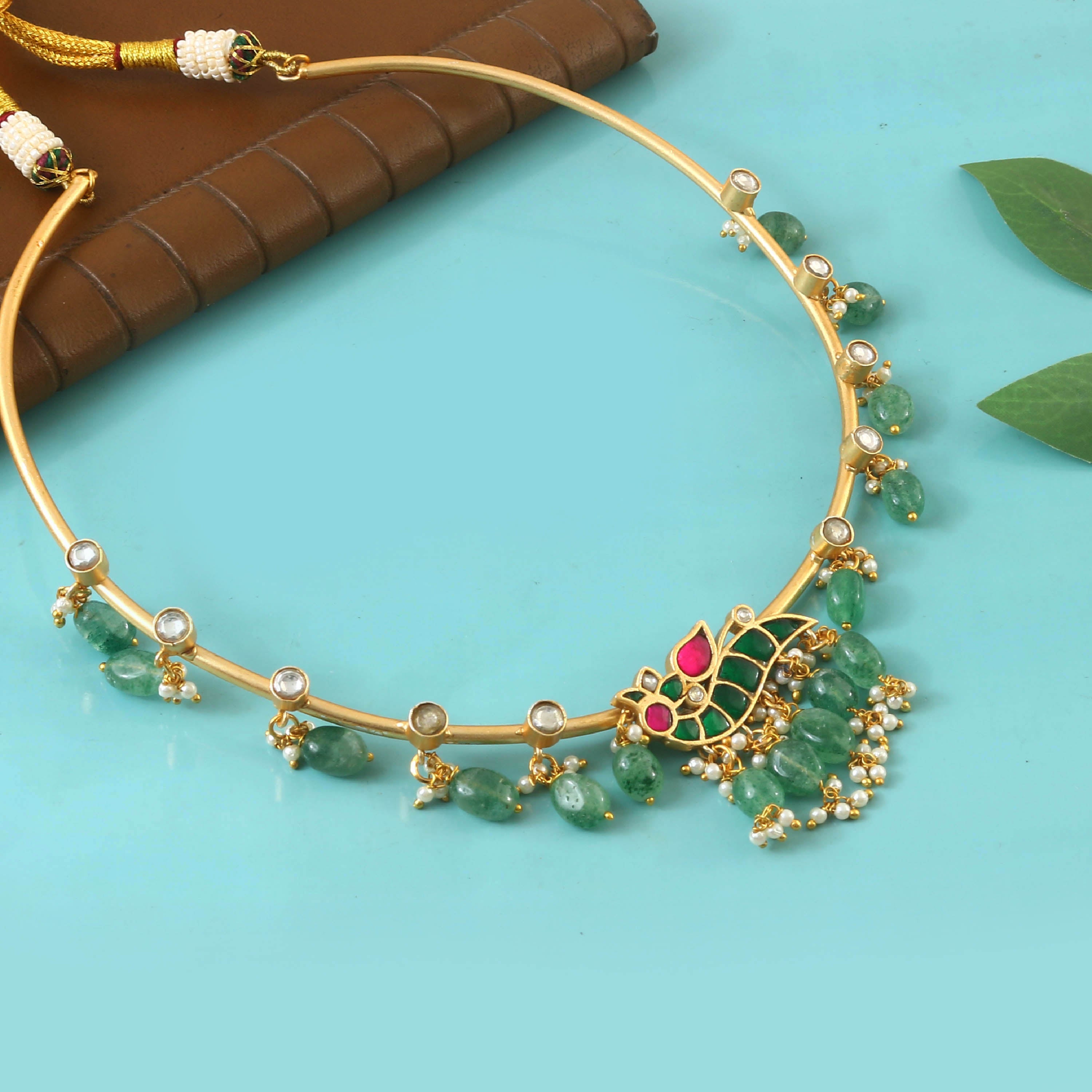 NK-243 - Jadau Kundan Necklace with Emerald NK-243 - Jadau Kundan Necklace with Emerald