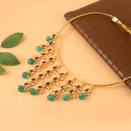 NK-248 - Jadau Kundan Necklace with Emerald