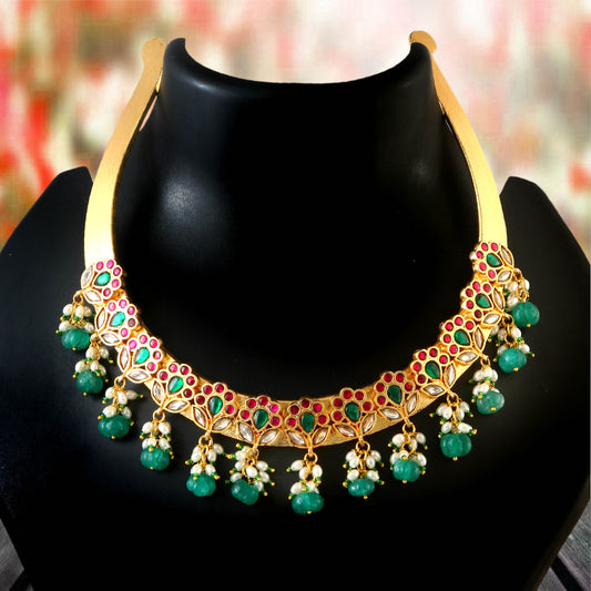 NK-249 - Jadau Kundan Necklace with Emerald