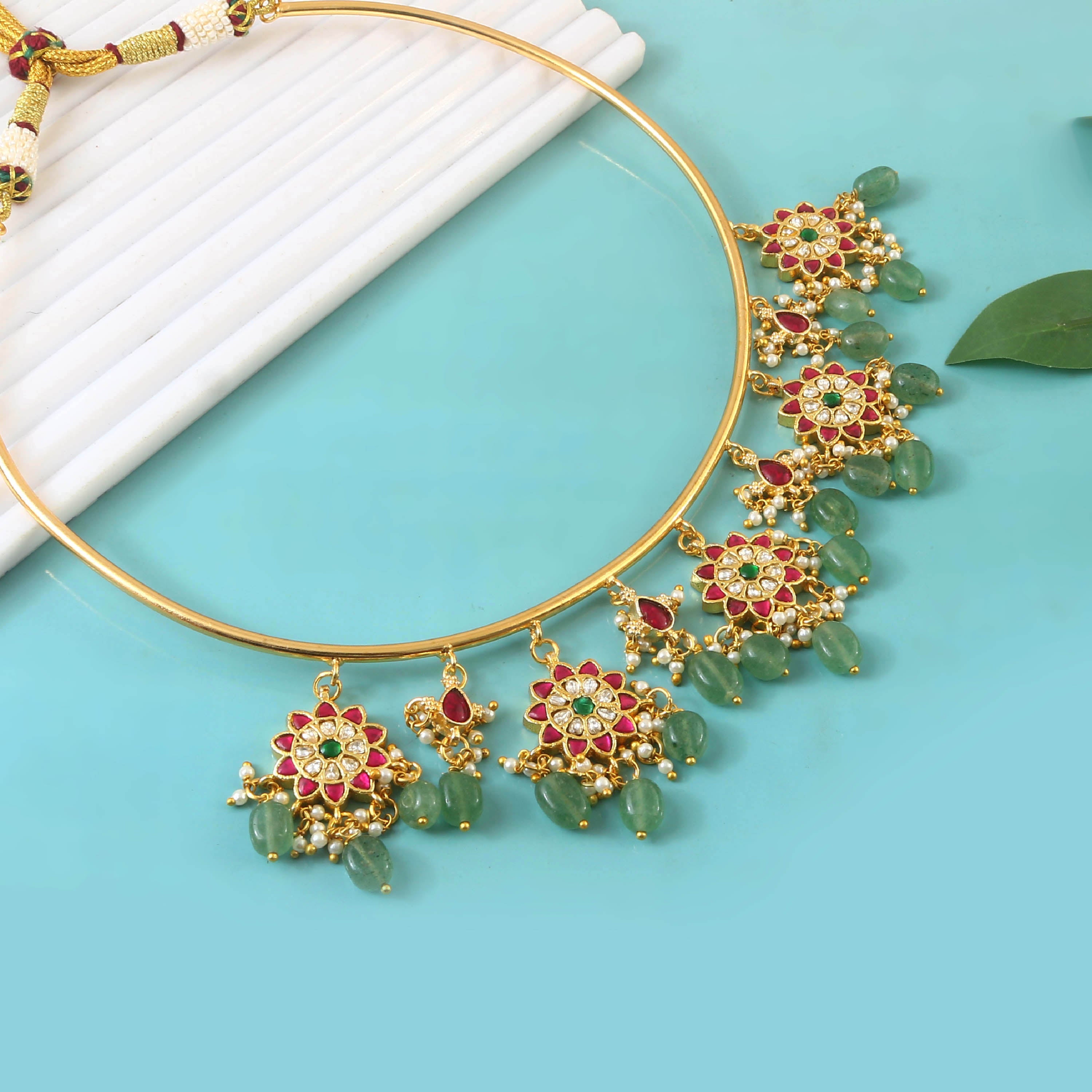 NK-250 - Jadau Kundan Necklace with Emerald NK-250 - Jadau Kundan Necklace with Emerald