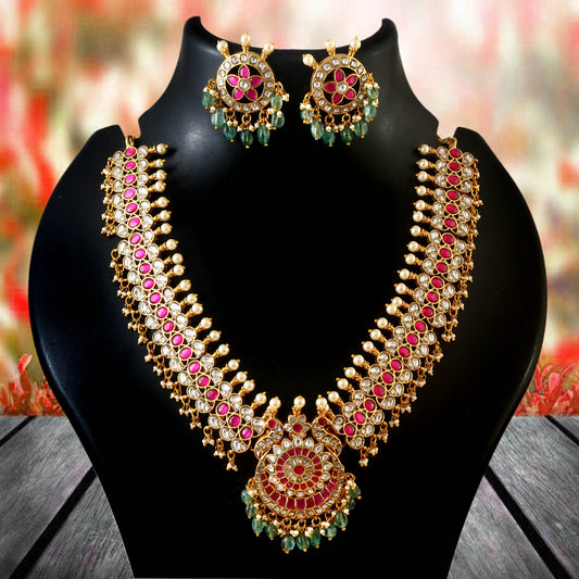 NK-251 - Jadau Kundan Necklace with Emerald