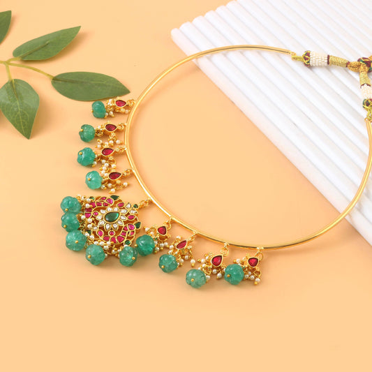 NK-253 - Jadau Kundan Necklace with Emerald