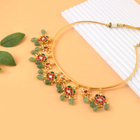 NK-254 - Jadau Kundan Necklace with Emerald