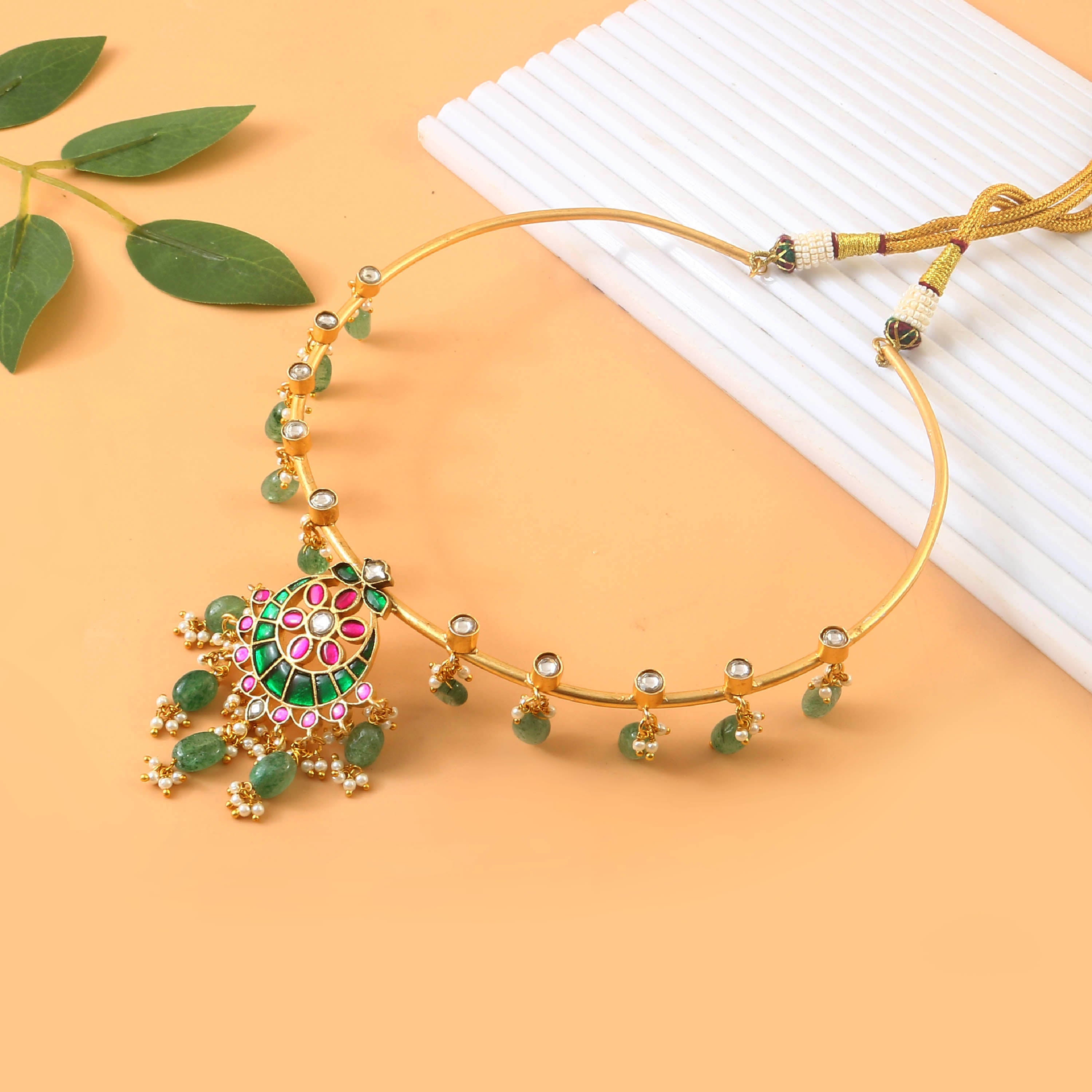 NK-261 - Jadau Kundan Necklace with Emerald NK-261 - Jadau Kundan Necklace with Emerald