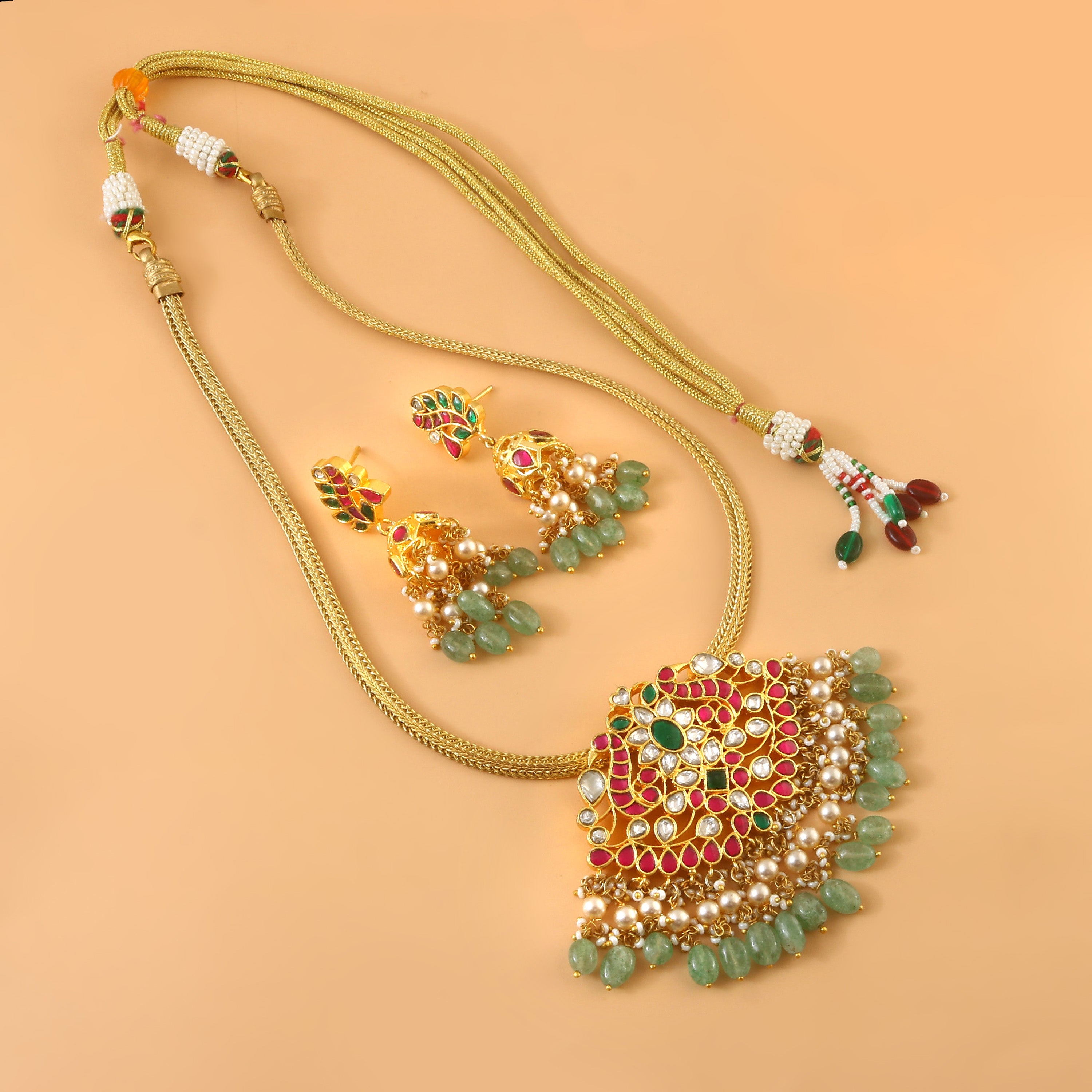 NK-262 - Jadau Kundan Necklace with Emerald NK-262 - Jadau Kundan Necklace with Emerald