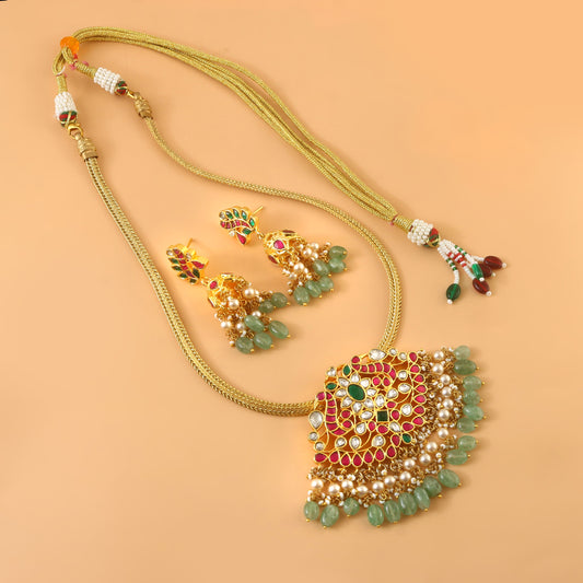 NK-262 - Jadau Kundan Necklace with Emerald