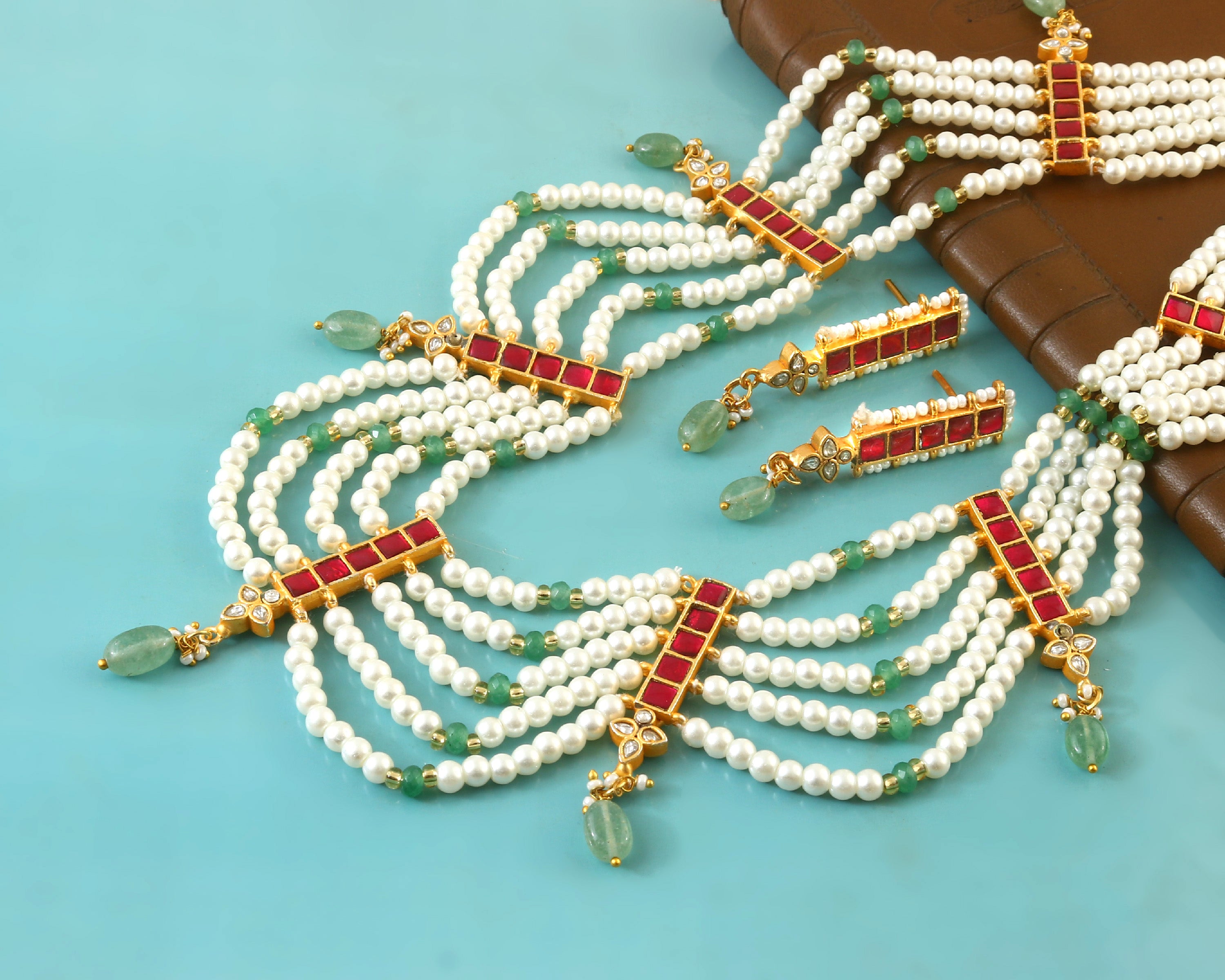 NK-264 - Jadau Kundan Necklace with Emerald NK-264 - Jadau Kundan Necklace with Emerald