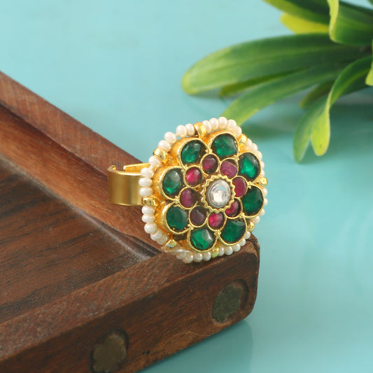 RG-101 - Jadau Kundan Ring with Emerald