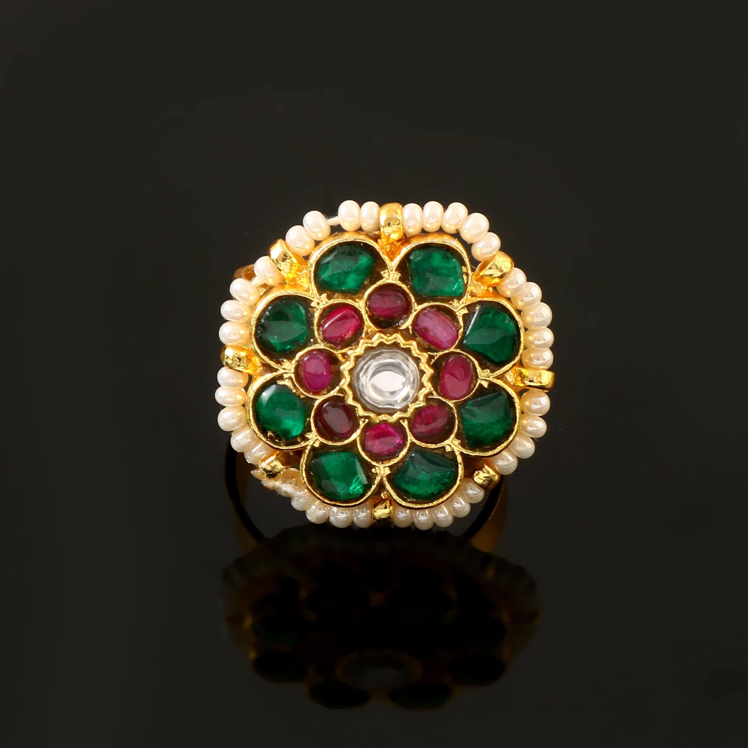 RG-101 - Jadau Kundan Ring with Emerald RG-101 - Jadau Kundan Ring with Emerald