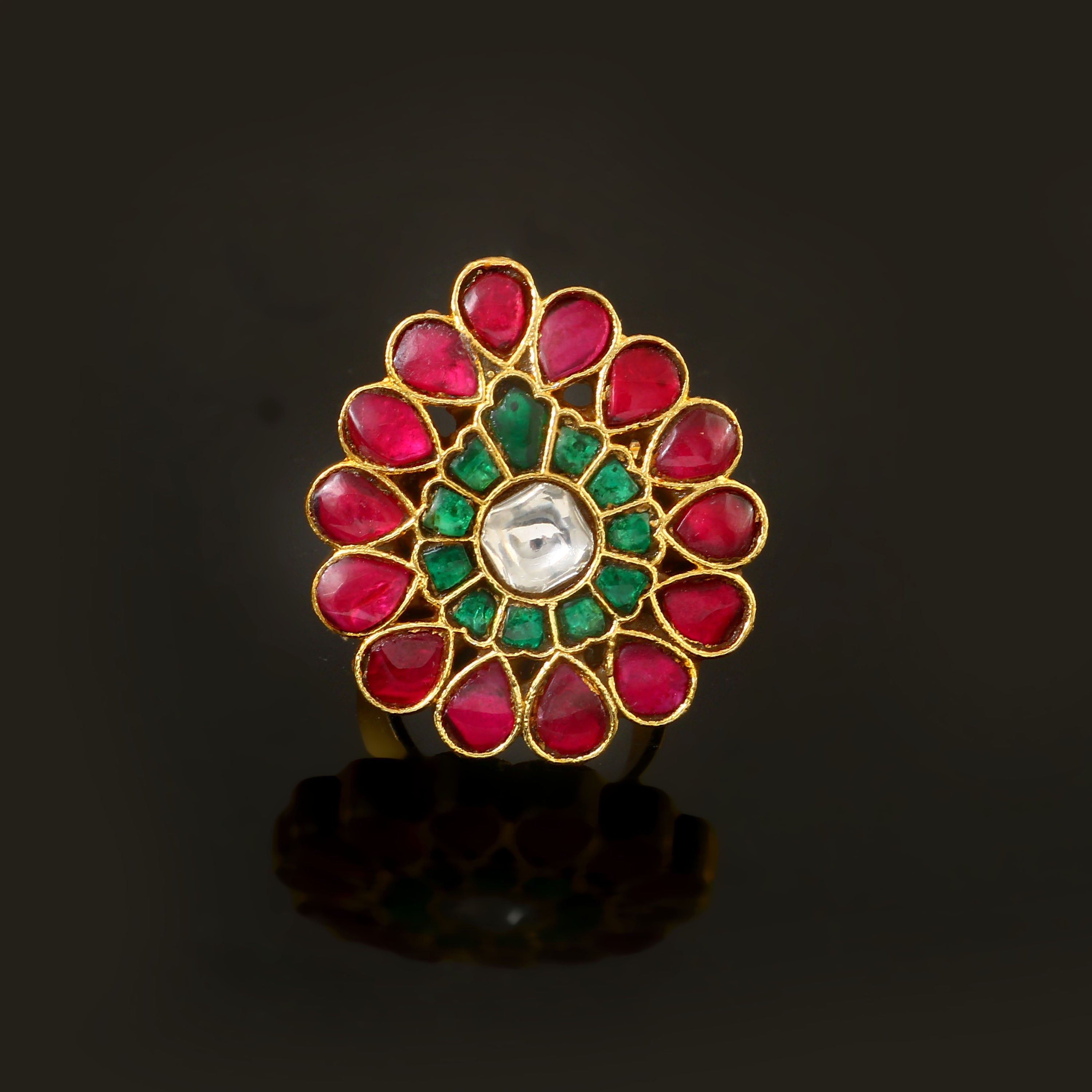 RG-103 - Jadau Kundan Ring with Emerald RG-103 - Jadau Kundan Ring with Emerald
