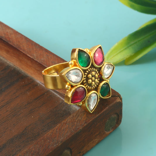 RG-105 - Jadau Kundan Ring with Emerald
