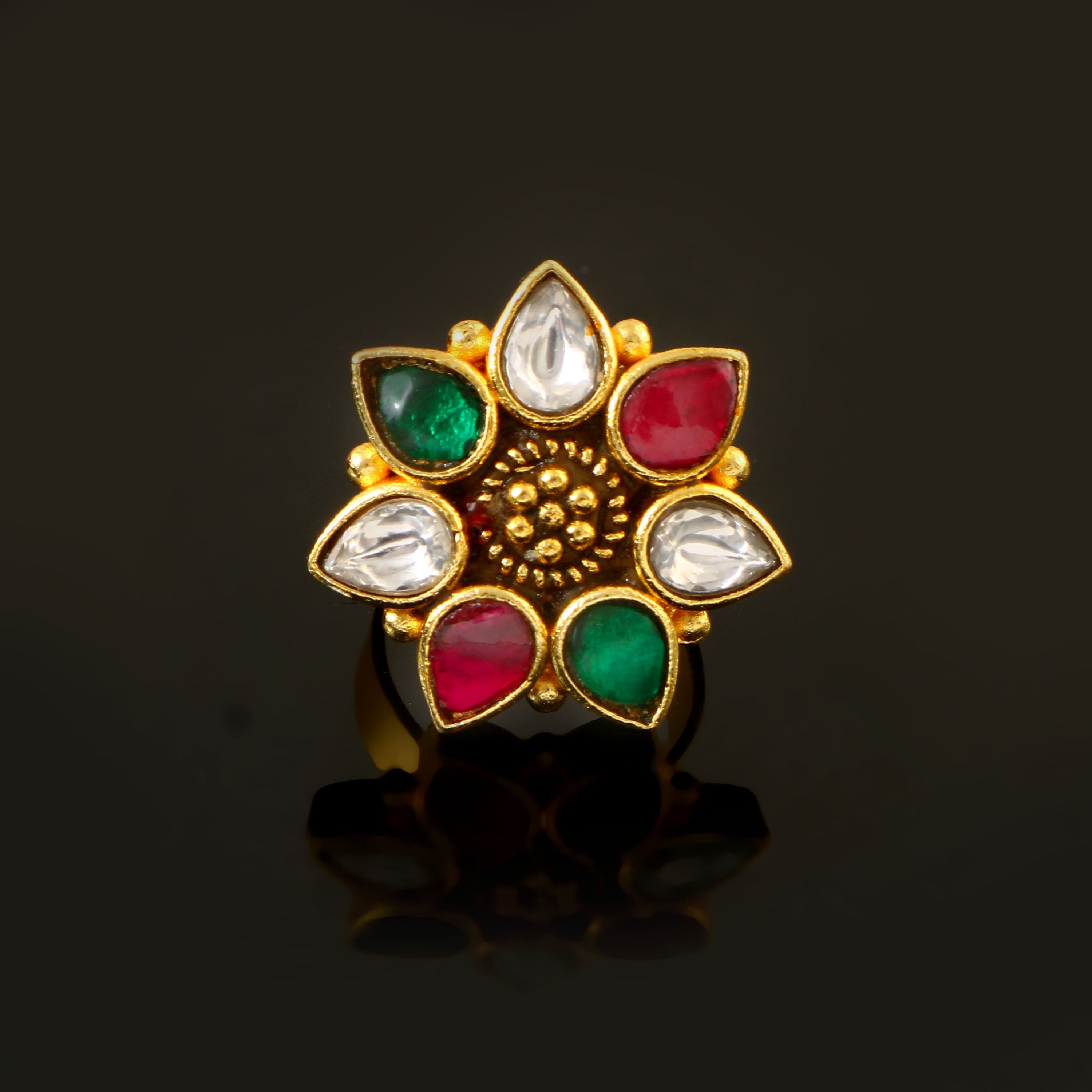 RG-105 - Jadau Kundan Ring with Emerald RG-105 - Jadau Kundan Ring with Emerald