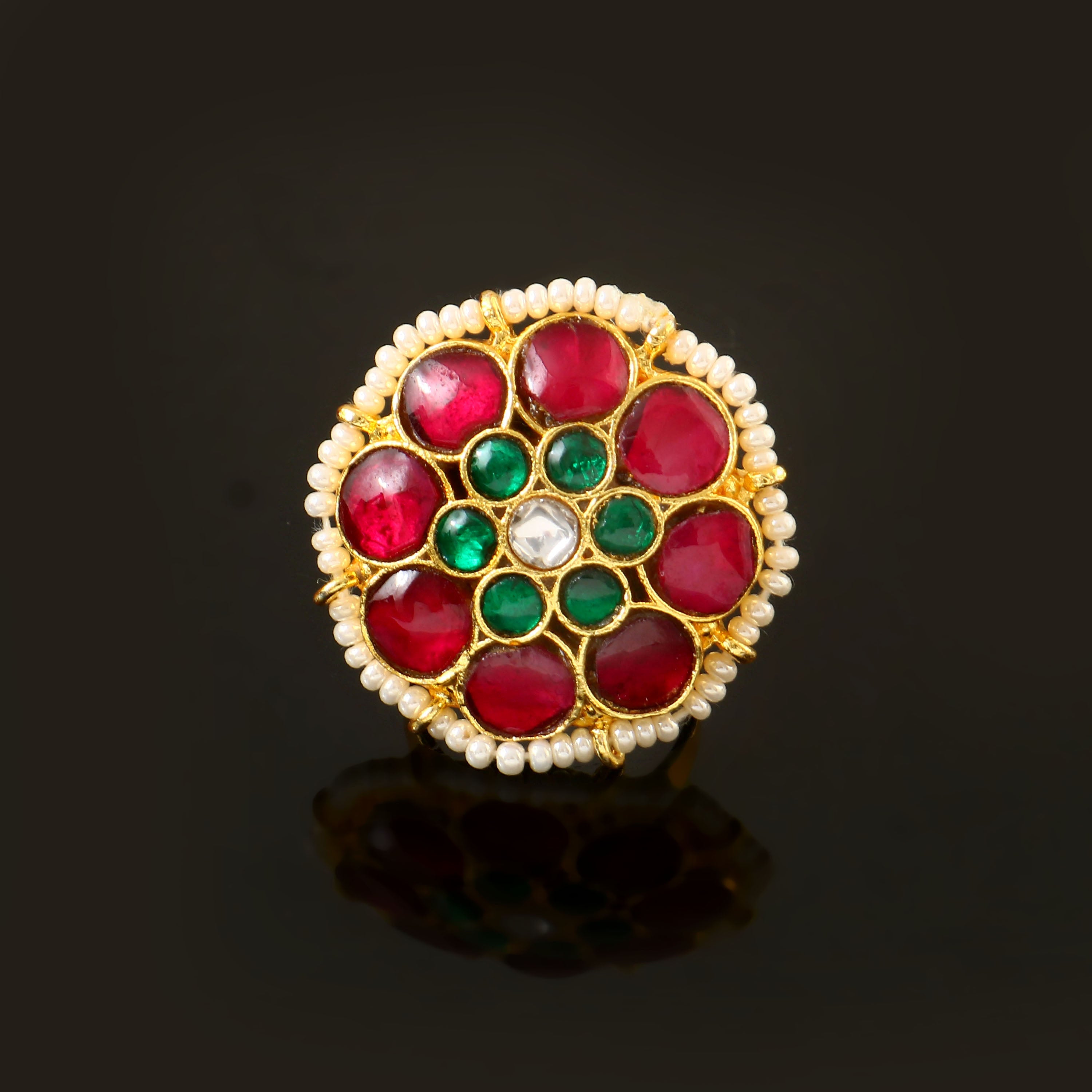 RG-107 - Jadau Kundan Ring with Emerald RG-107 - Jadau Kundan Ring with Emerald
