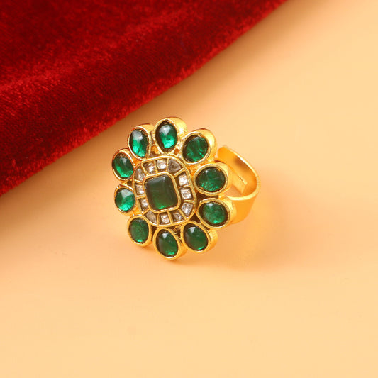 RG-108 - Jadau Kundan Ring with Emerald