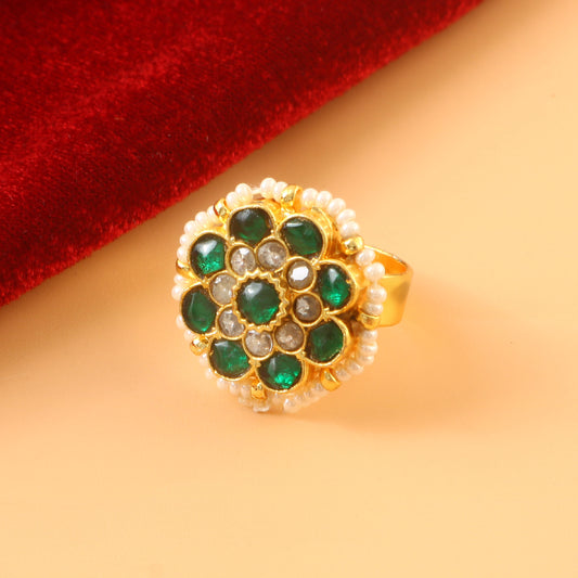 RG-111 - Jadau Kundan Ring with Emerald