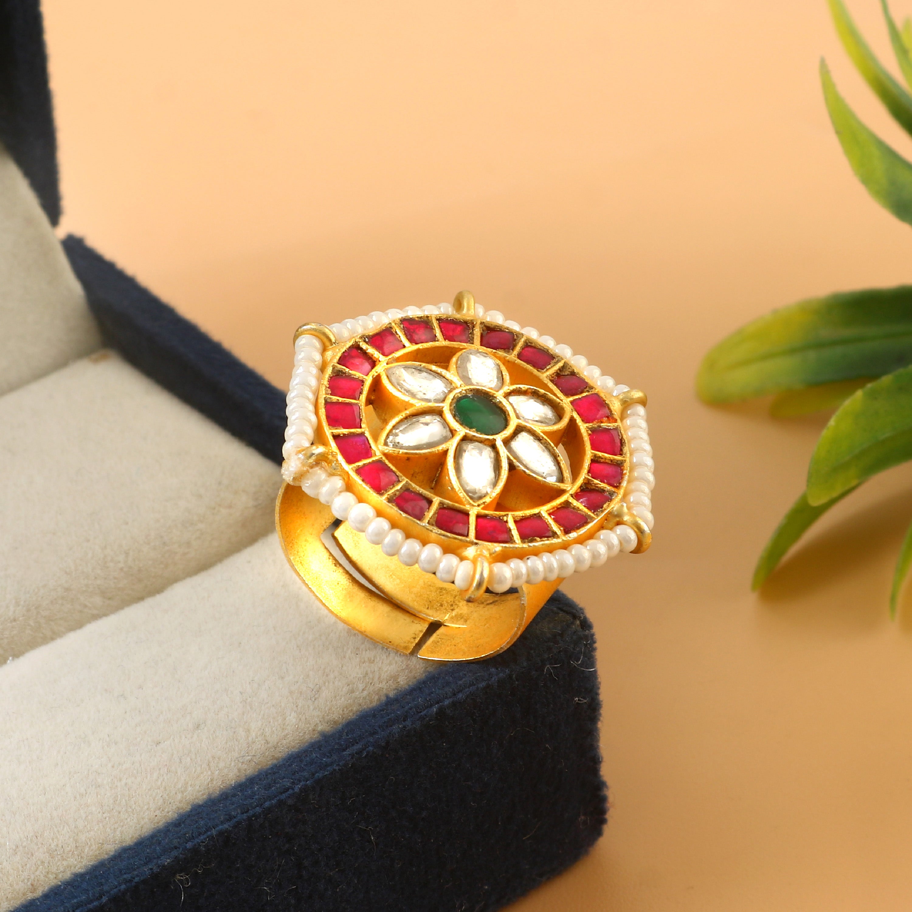 RG-114 - Jadau Kundan Ring with Emerald RG-114 - Jadau Kundan Ring with Emerald