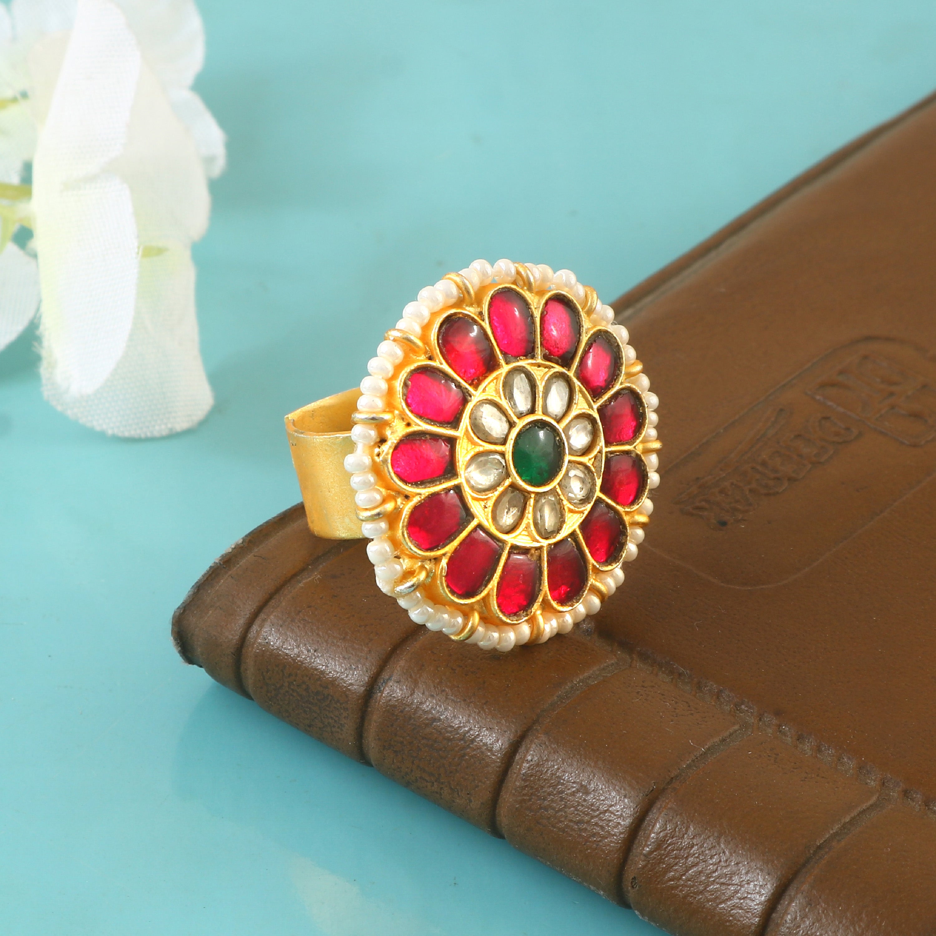 RG-115 - Jadau Kundan Ring with Emerald RG-115 - Jadau Kundan Ring with Emerald