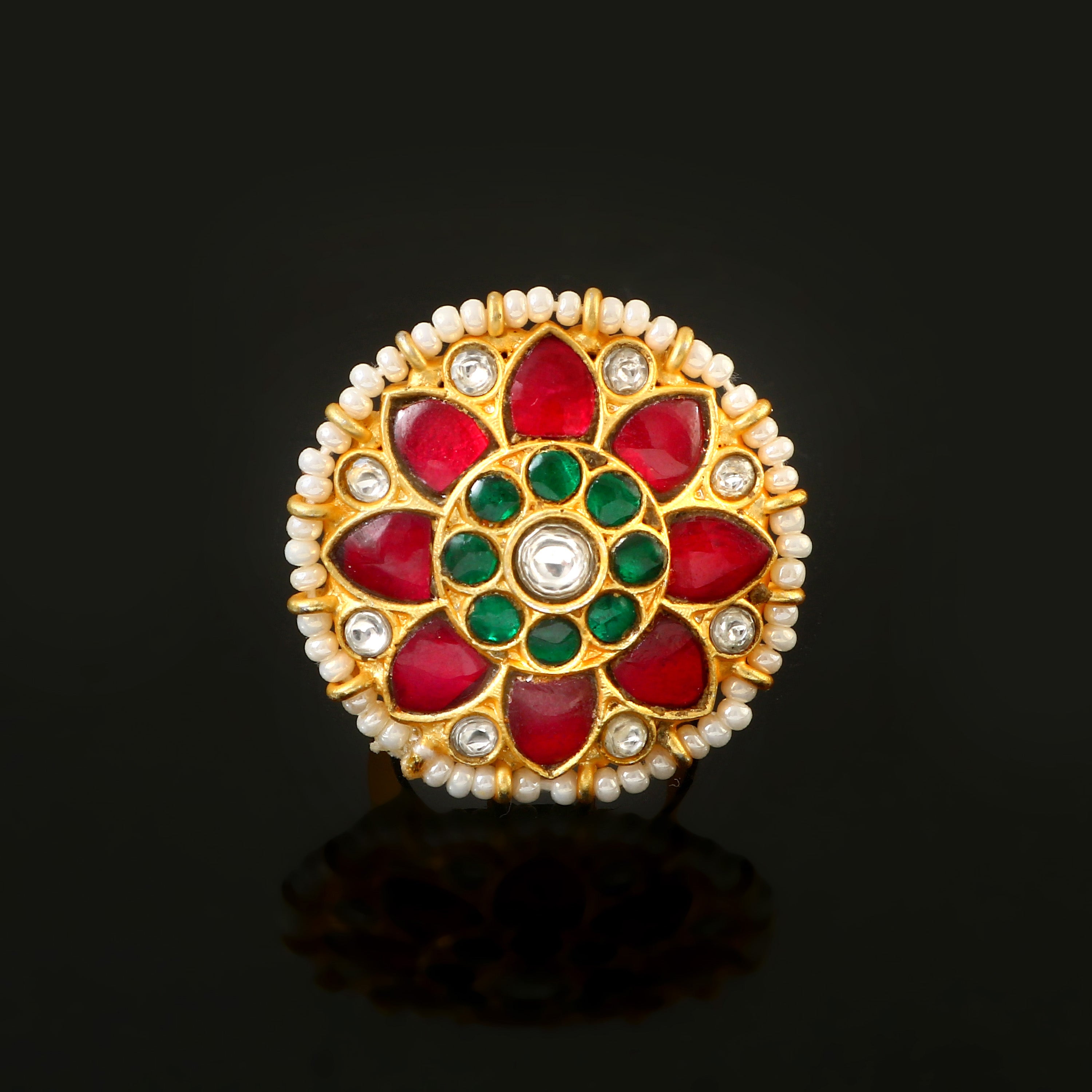 RG-116 - Jadau Kundan Ring with Emerald RG-116 - Jadau Kundan Ring with Emerald