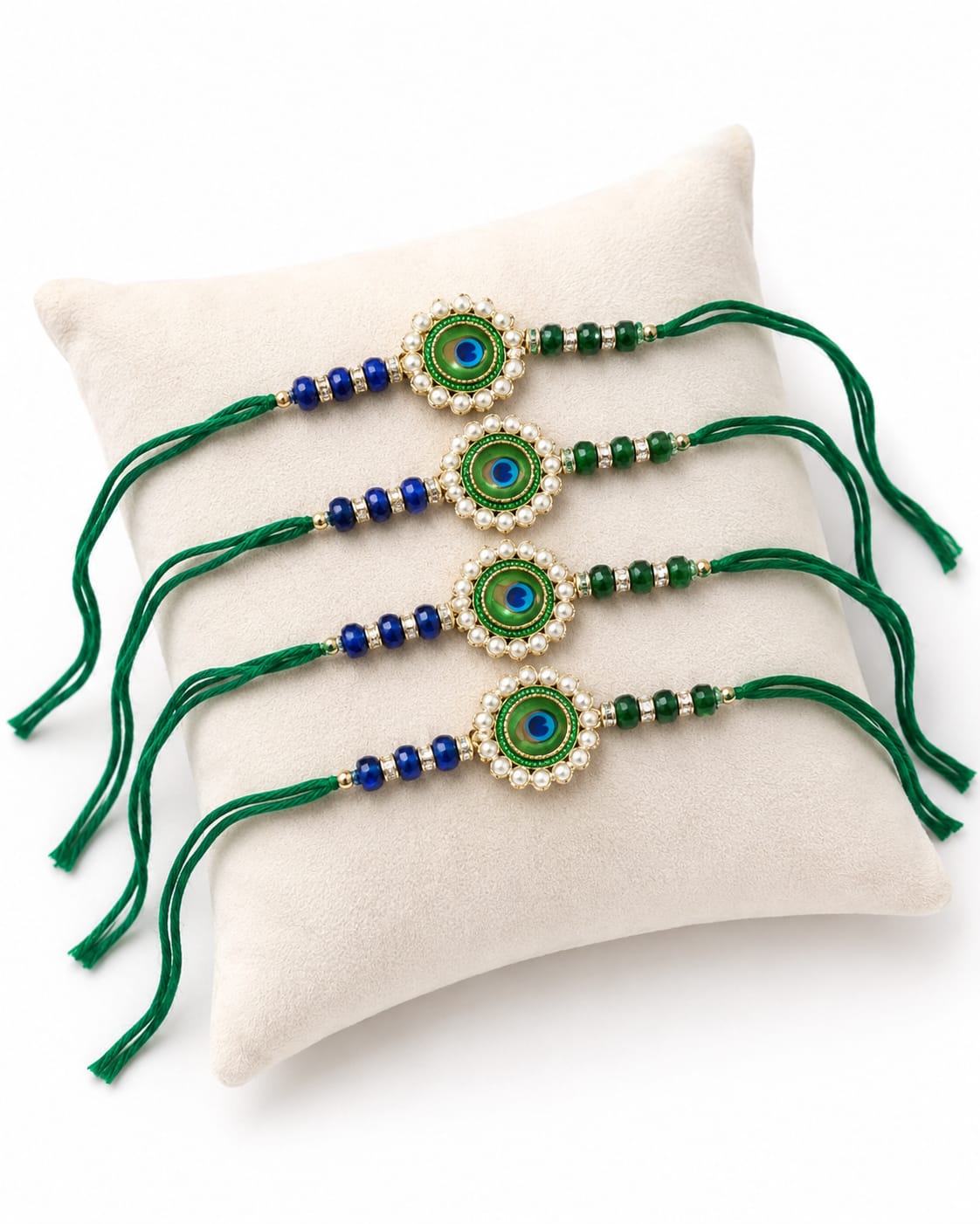 Handcrafted Peacock Pearl Rakhi for Brother's Love RK-121