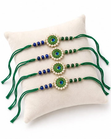 Handcrafted Peacock Pearl Rakhi for Brother's Love RK-121