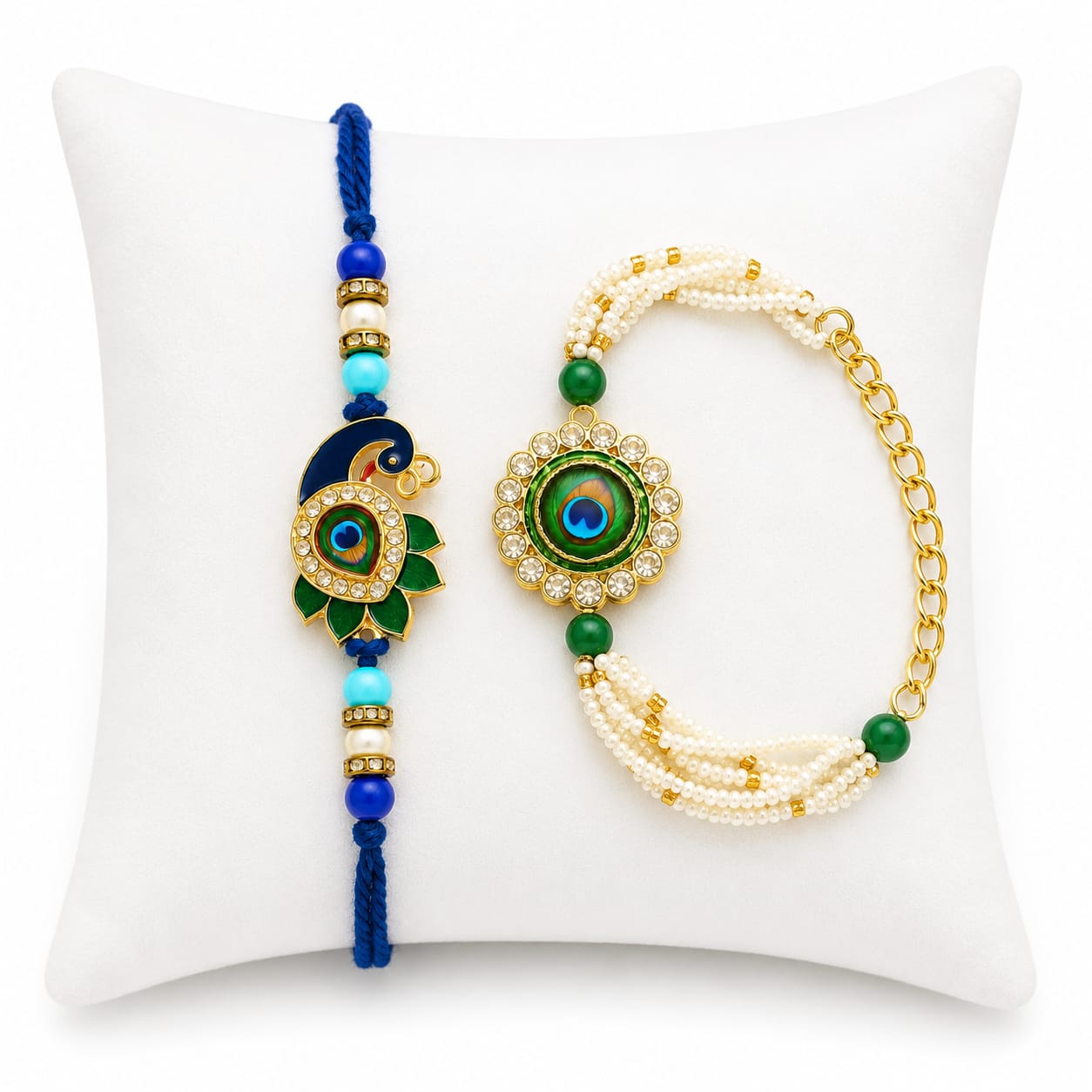 Elegant Peacock Bhai Bhabhi Rakhi Gift Set Love RK-133