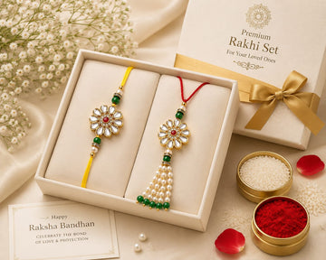 Kundan Bhai Bhabhi Rakhi Gift Set RK-145