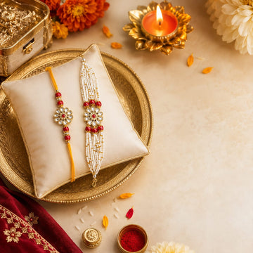 Floral Bhai Bhabhi Rakhi Gift Set RK-149