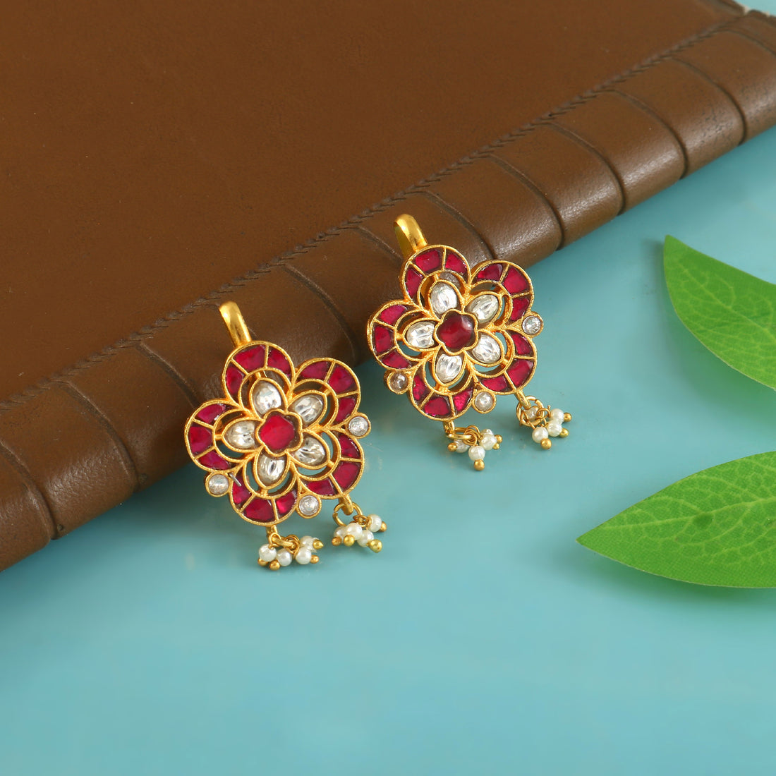 BER-102 - Jadau Kundan Bugadi Earring with Emerald