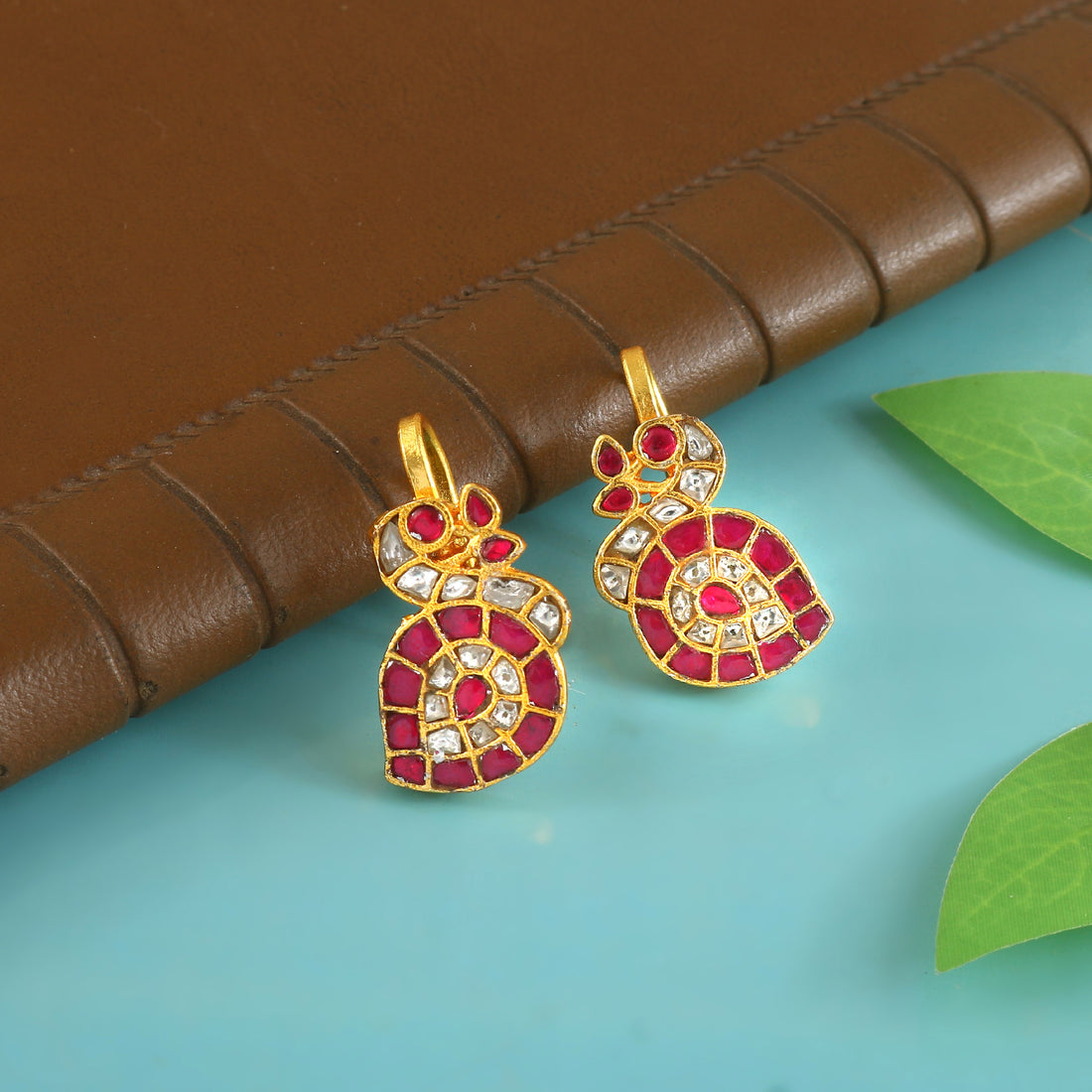 BER-104 - Jadau Kundan Bugadi Earring with Emerald