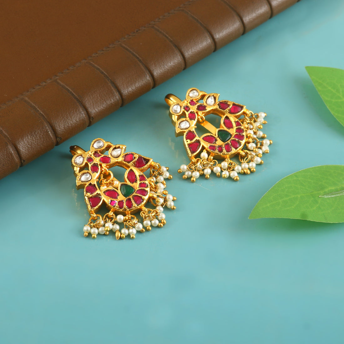 BER-108 - Jadau Kundan Bugadi Earring with Emerald