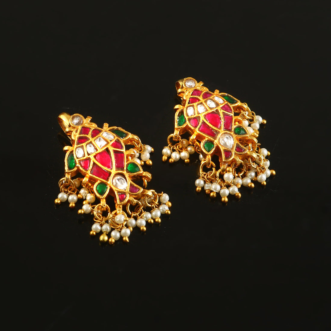 BER-109 - Jadau Kundan Bugadi Earring with Emerald