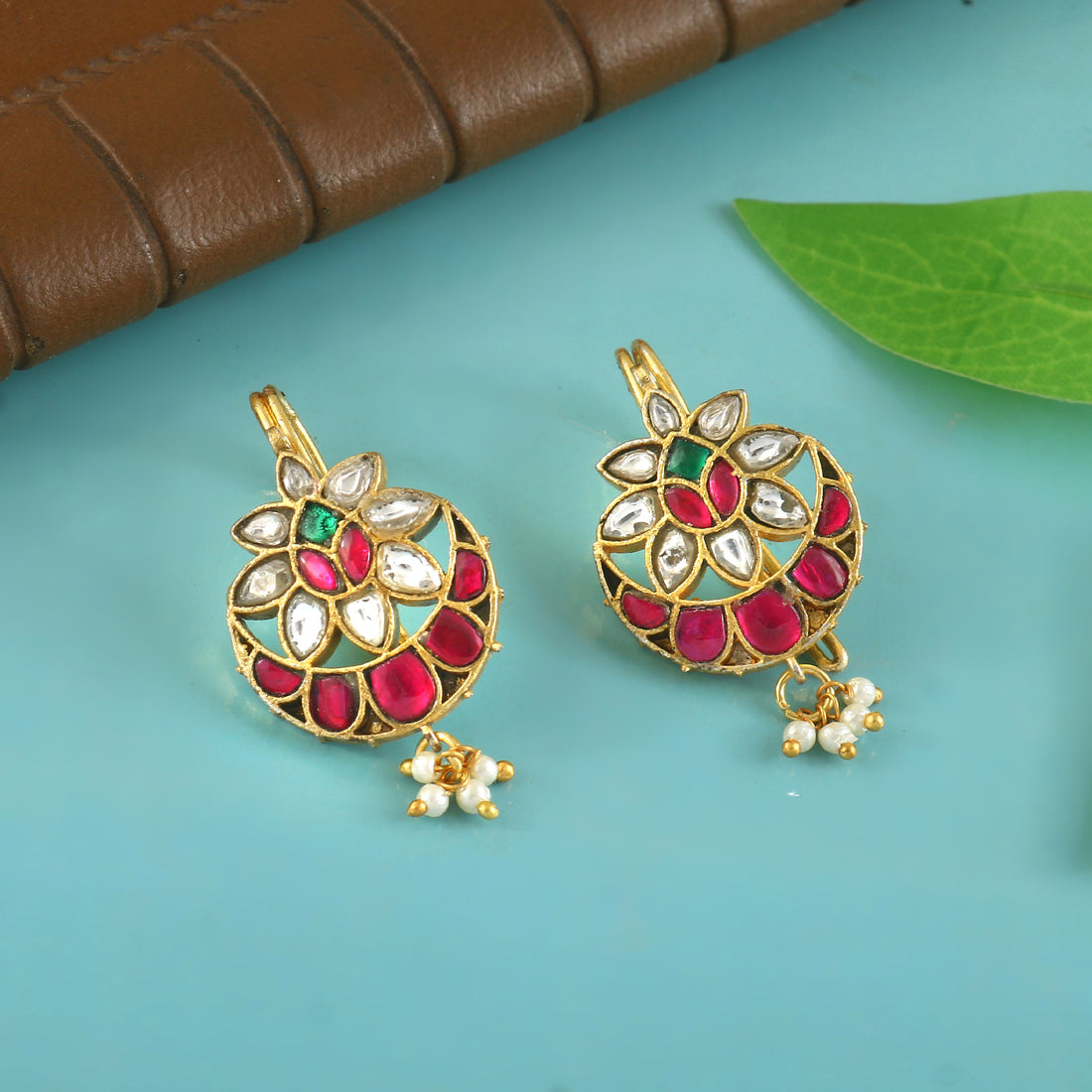 BER-112 - Jadau Kundan Bugadi Earring with Emerald