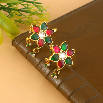 BER-120 - Jadau Kundan Bugadi Earring with Emerald