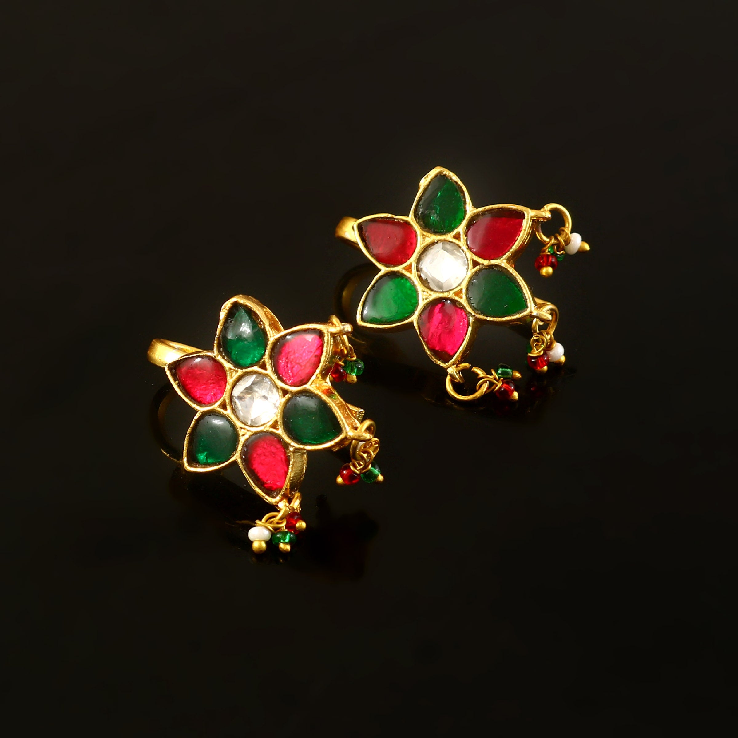 BER-120 - Jadau Kundan Bugadi Earring with Emerald