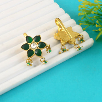 BER-121 - Jadau Kundan Bugadi Earring with Emerald