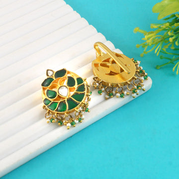 BER-122 - Jadau Kundan Bugadi Earring with Emerald