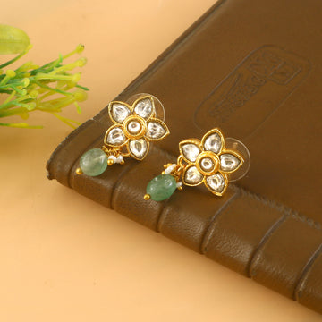 BER-123 - Jadau Kundan Bugadi Earring with Emerald