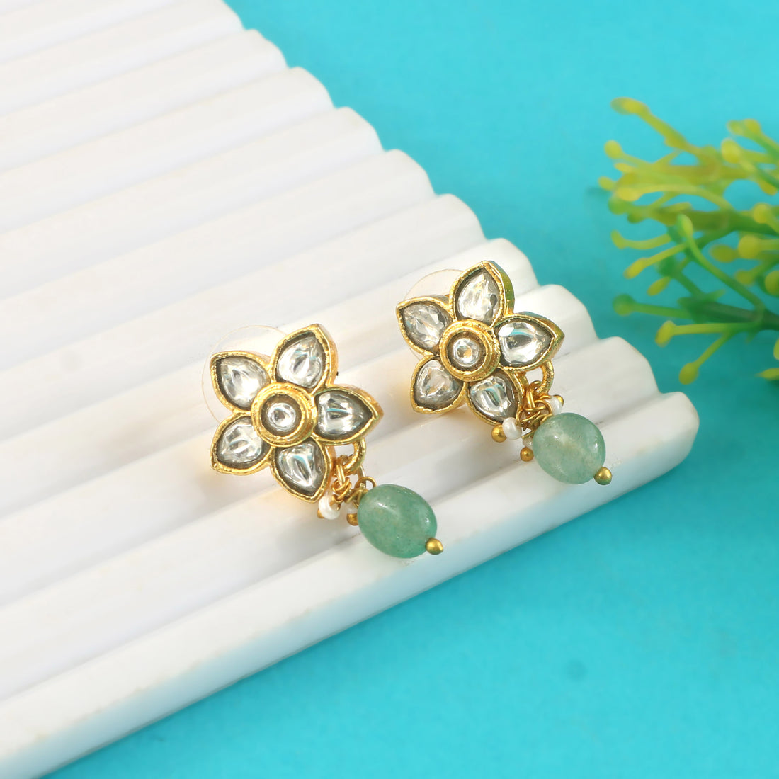BER-123 - Jadau Kundan Bugadi Earring with Emerald